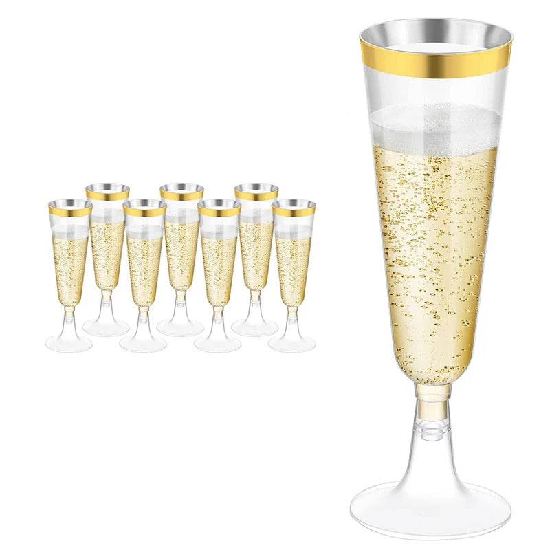 5pcs 5OZ Champagne Cup Disposable Plastic Flutes - Loft&Timber