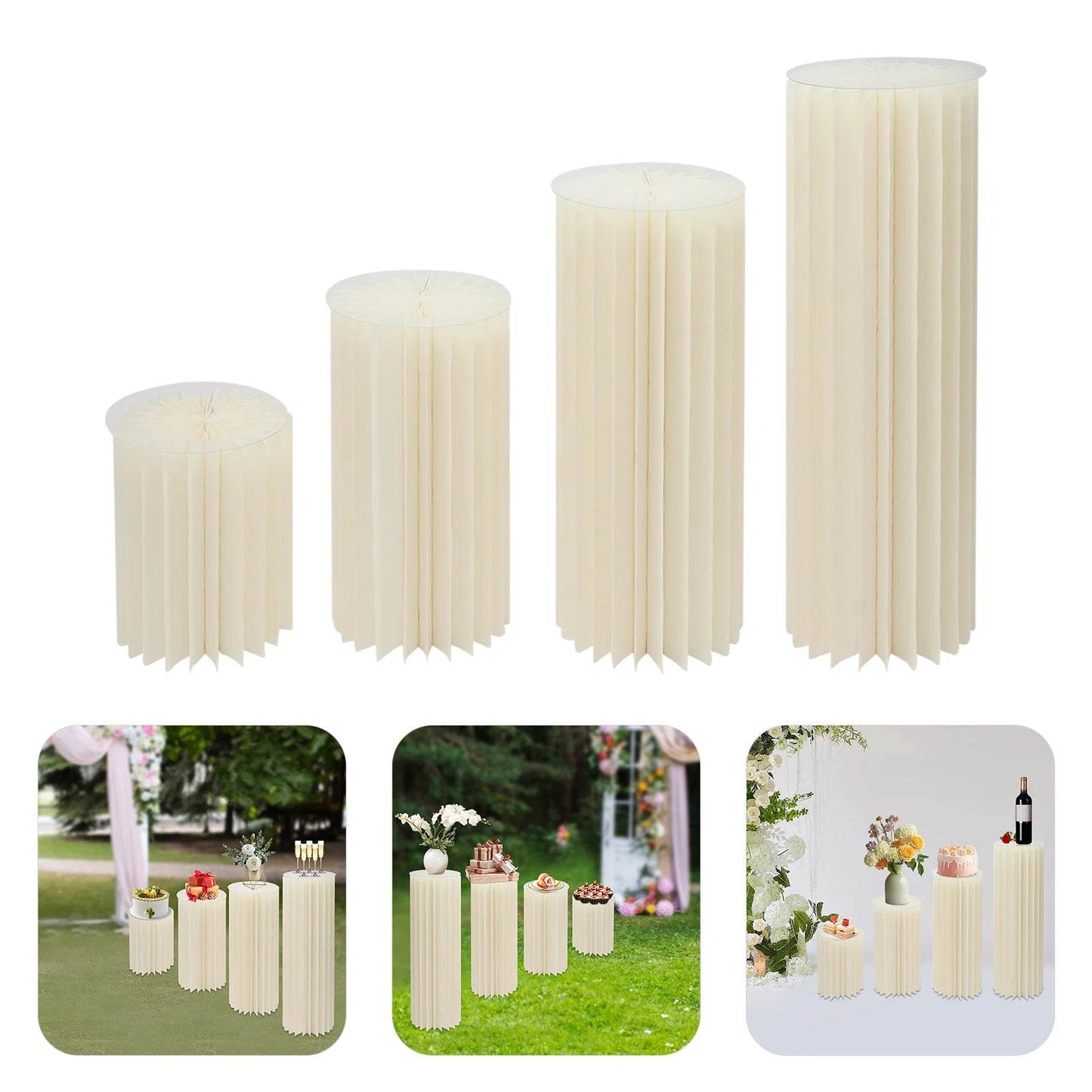 4Pcs Foldable Cardboard Flower or cake Stand (40+60+80+100cm) - Loft&Timber