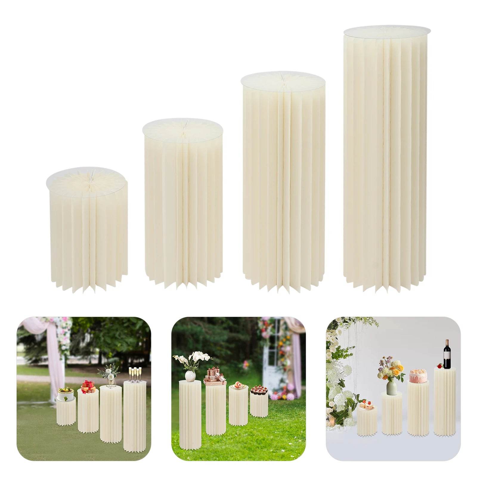 4Pcs Foldable Cardboard Flower or cake Stand (40+60+80+100cm) - Loft&Timber