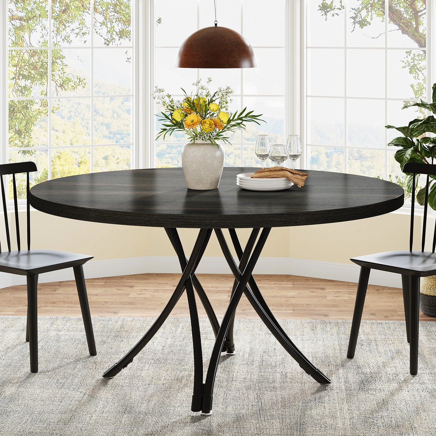 Tribesigns Round Dining Table for 4-6 People, 47" - Loft&Timber