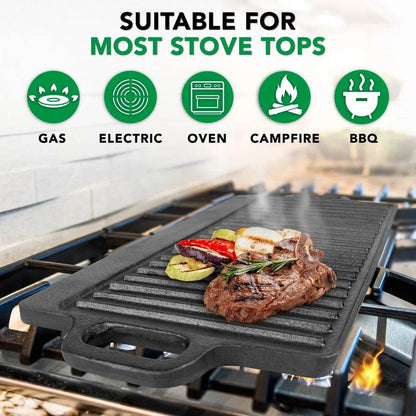 2-in-1 Reversible Cast Iron Griddle - Loft&Timber