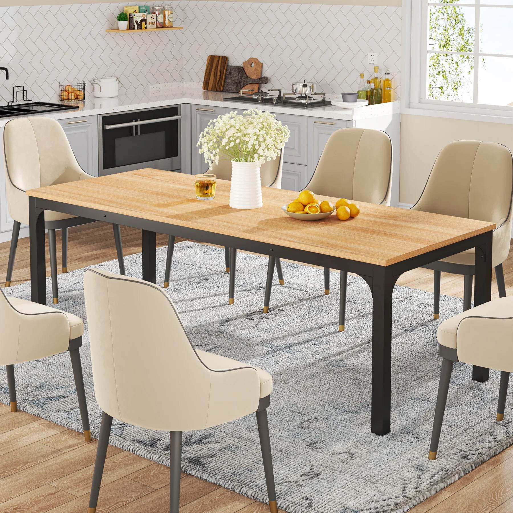 Tribesigns Dining Table for 6-8 People, 200cm - Loft&Timber