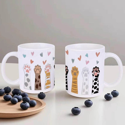Four Paw Prints With Hearts In The Background Coffee Cup, 330ml Mug - Loft&Timber