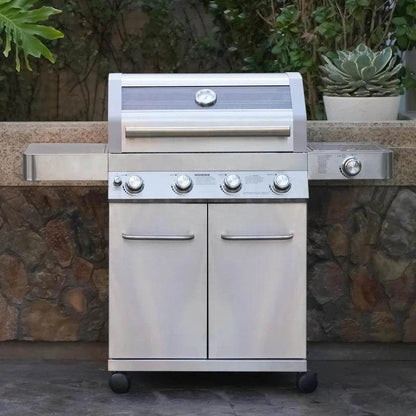 Larger Convertible 4-Burner Natural Gas Grill Stainless Steel Cabinet Style Propane Grills with Conversion Kit - Loft&Timber