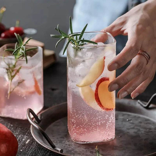 1PCS Creative Thin Highball Glasses Square Glass Transparent