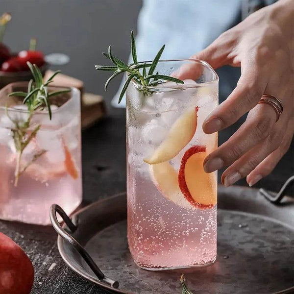 1PCS Creative Thin Highball Glasses Square Glass Transparent