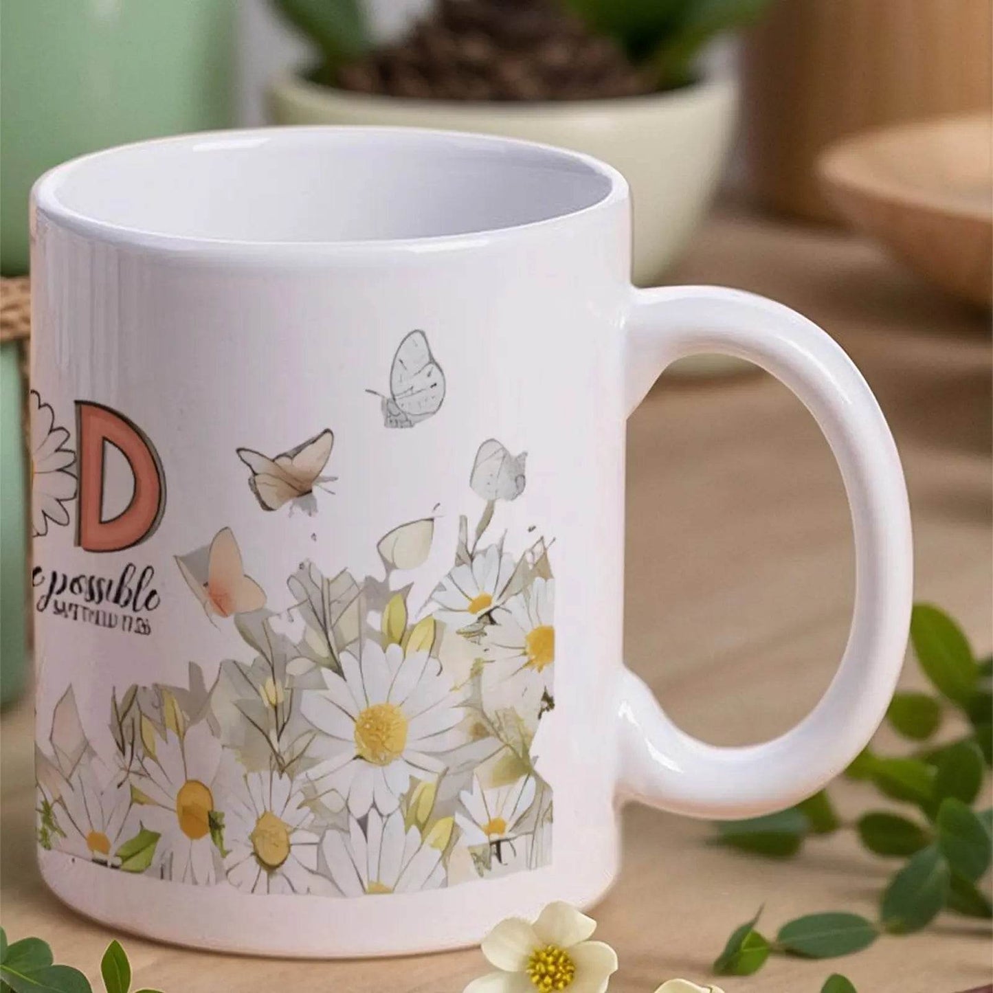 God All Things Are Possible Ceramic Coffee Mug Bible Verse Mugs, 330ml - Loft&Timber