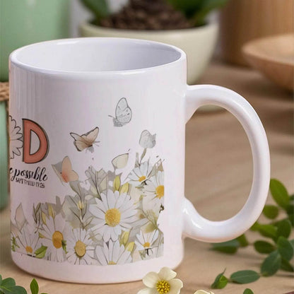 God All Things Are Possible Ceramic Coffee Mug Bible Verse Mugs, 330ml - Loft&Timber