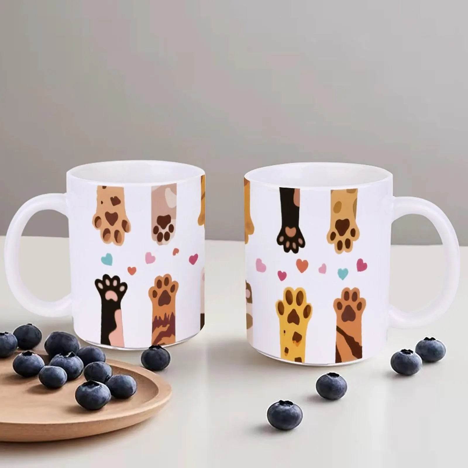 Paw Prints With Hearts On Them Cup, 330ml Iced Coffee Cup - Loft&Timber