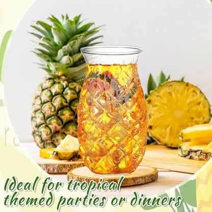 Set Of 8 Tiki Pineapple Glasses 17 Oz Retro Relief Cups - Loft&Timber