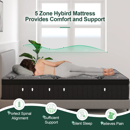 9"12"14" Twin Full Queen King Size Memory Foam Pocket Spring Hydird Mattress In A Box Medium Firm