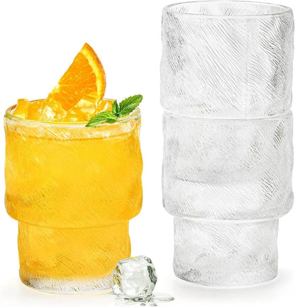 8 Pack Stackable Drinking Glasses, 6.5 OZ Romantic Lowball Cocktail Glasses - Loft&Timber