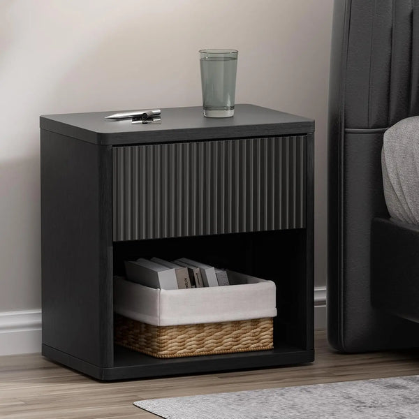 22.8" W Black Nightstand Set of 2