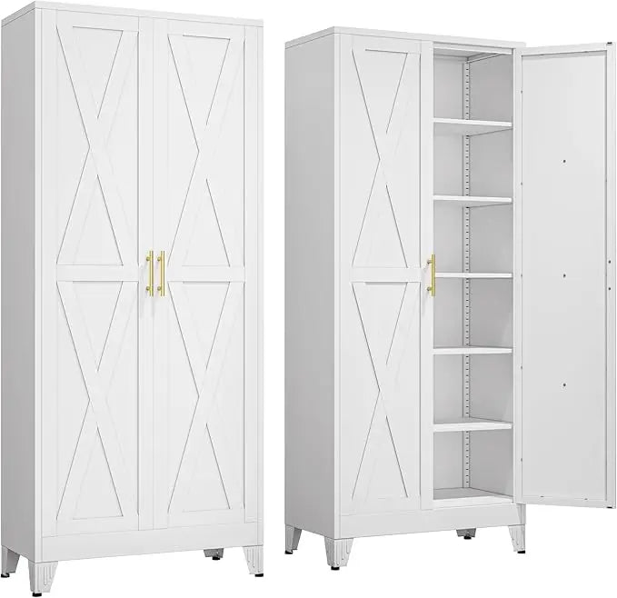 Tall Pantry Cabinet 75" H with Doors and Shelves - Loft&Timber