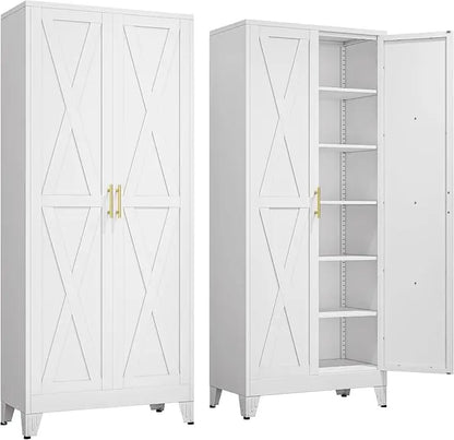 Tall Pantry Cabinet 75" H with Doors and Shelves - Loft&Timber