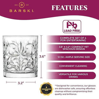 Whiskey Glasses - Double Old Fashioned Rocks Glass - Set Of 4 - Loft&Timber