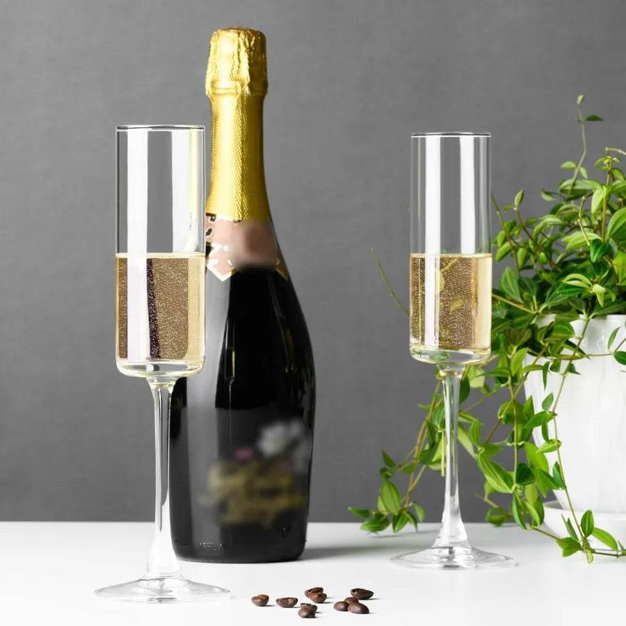 Champagne Flutes Champagne Glasses Set of 2 Elegant 6oz Glass Champagne Flutes - Loft&Timber