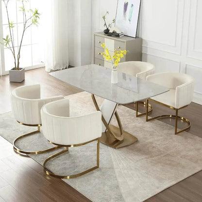 Dining Chairs Set of 4, Velvet with Metal Frame - Loft&Timber