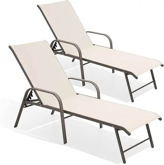 Chaise Lounge Chair Outdoor with Armrests, Set of 2 - Loft&Timber