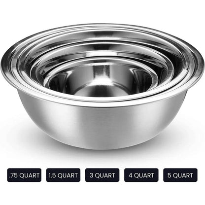 Stainless Steel Mixing Bowl Set, 10 Piece - Loft&Timber