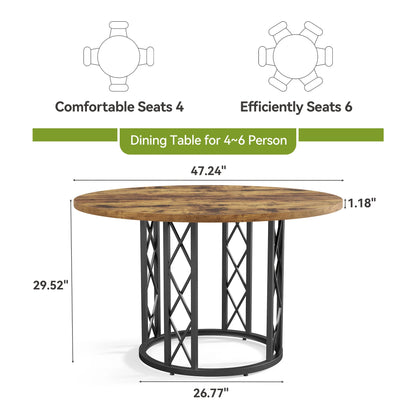 Tribesigns Round Dining Table for 4-6 People, 47" - Loft&Timber