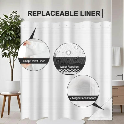 Modern Boho Black Striped Shower Curtain