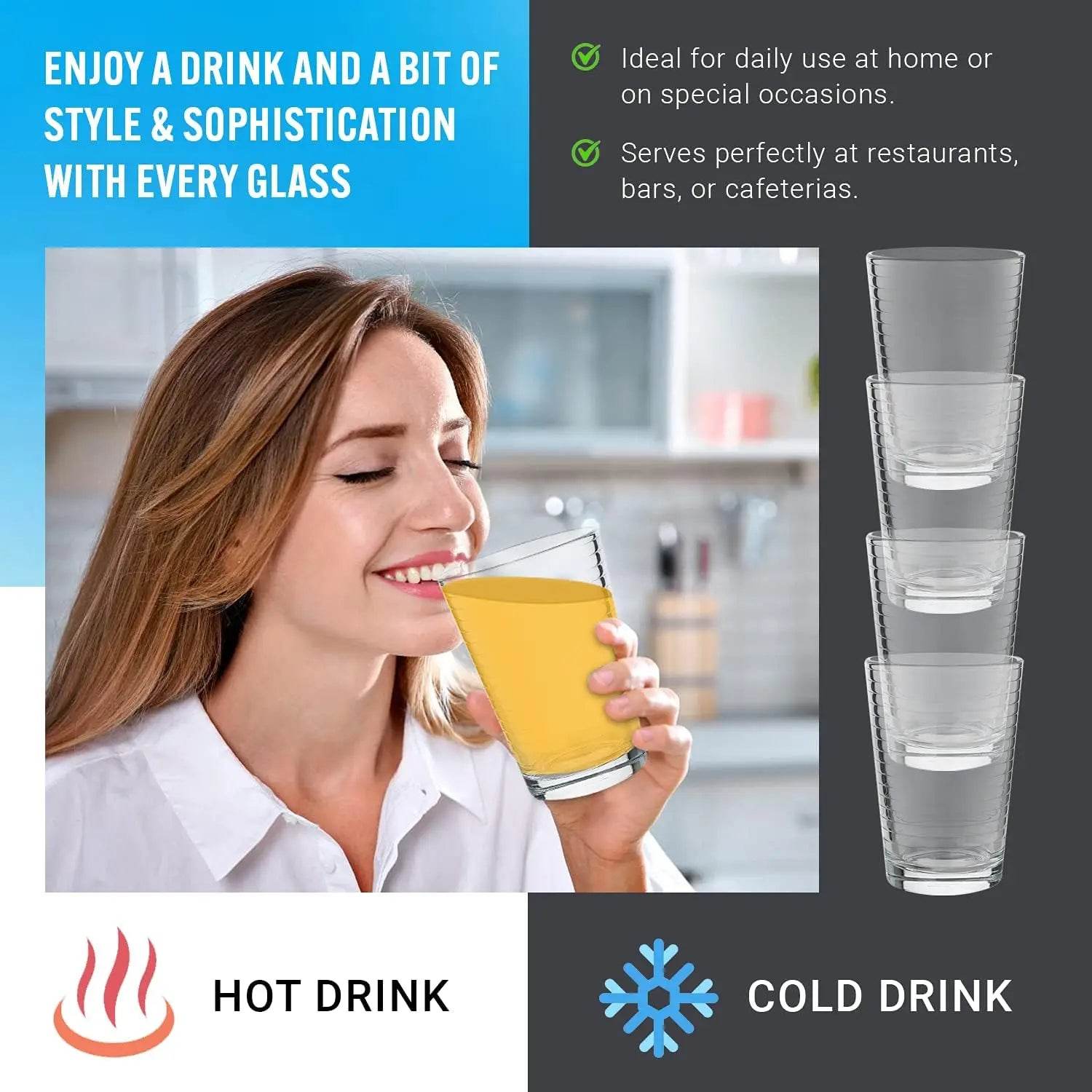 4-Pack 7oz Juice Glasses – Heavy Bottom - Loft&Timber