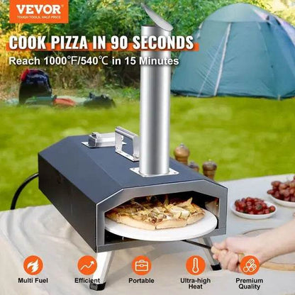 VEVOR Multi-fuel Outdoor Pizza Oven, 12 inch Wood Fired & Gas Pizza Maker - Loft&Timber
