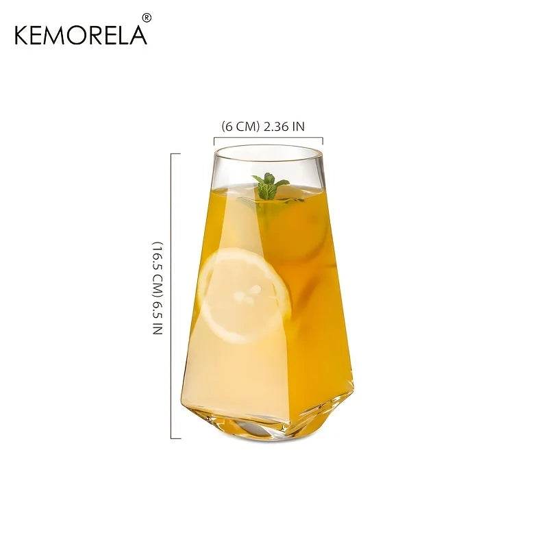 KEMORELA 500ml Geometric Highball Glasses Crystal Clear - Loft&Timber