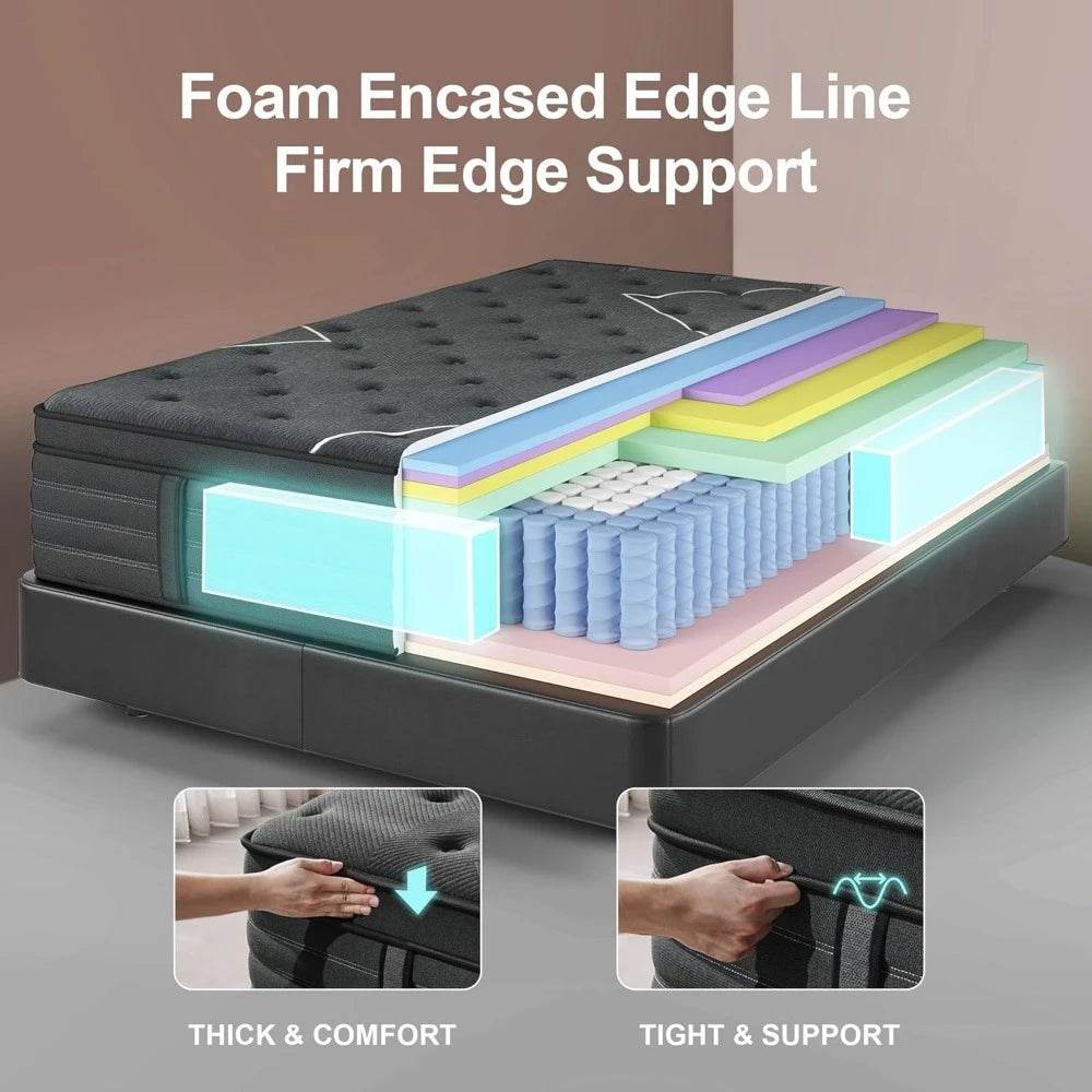 14 Inch Extra Firm King Size Mattress - Orthopedic Memory Foam Hybrid - Loft&Timber