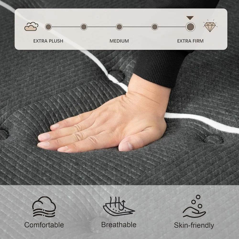 14 Inch Extra Firm King Size Mattress - Orthopedic Memory Foam Hybrid - Loft&Timber