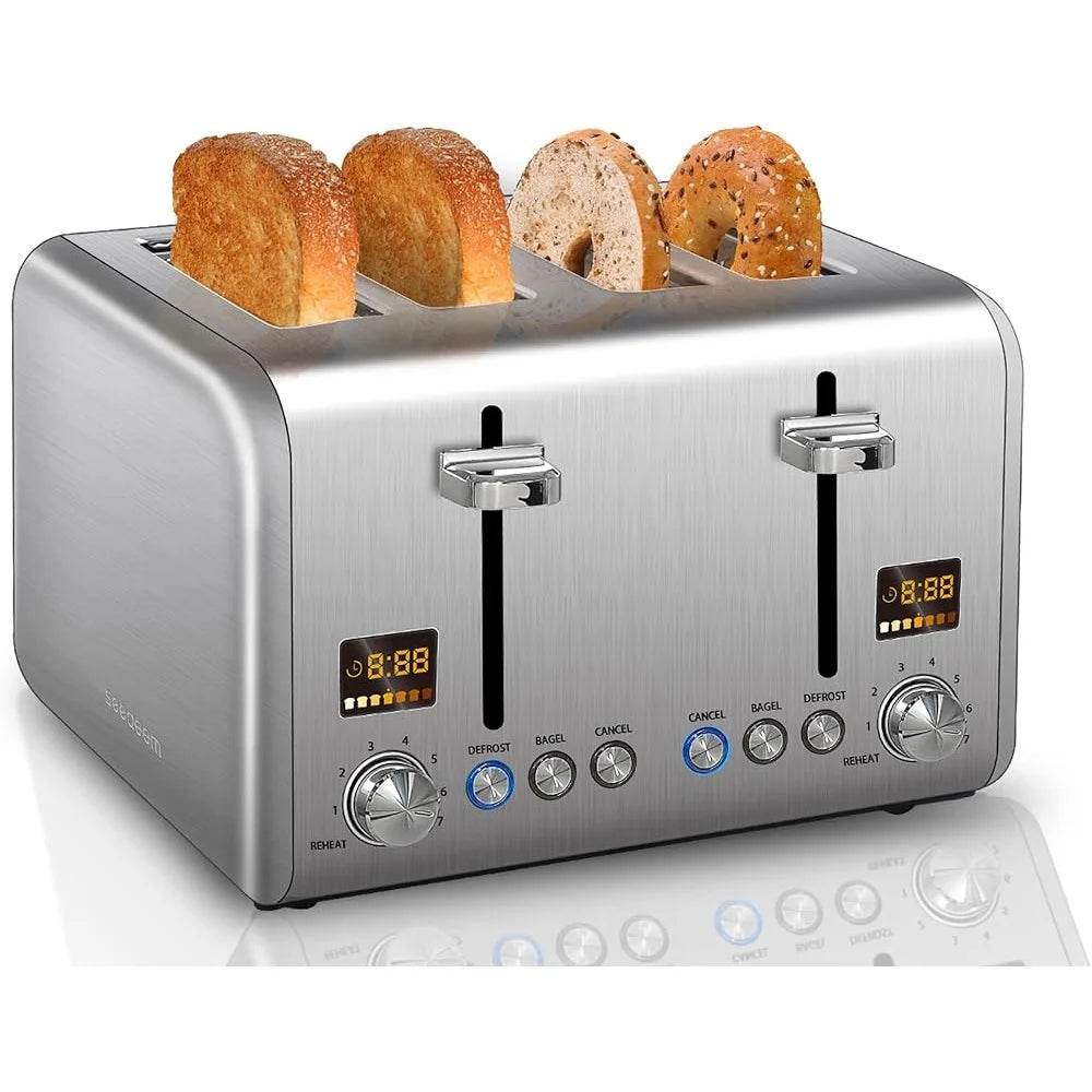 4 Slice Stainless Steel Toaster with LCD Display