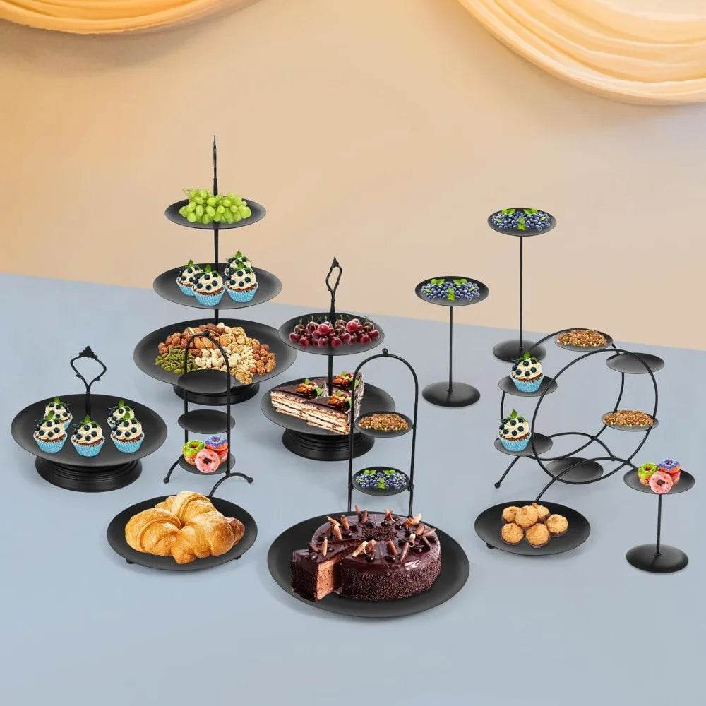 12 Pcs White/Black Cake Stand Set - Loft&Timber
