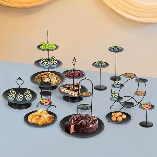12 Pcs White/Black Cake Stand Set - Loft&Timber