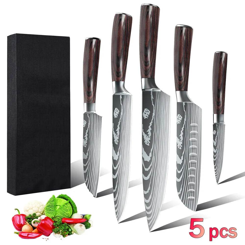 5/8pcs/10pcs Kitchen Knives Japanese Stainless Steel - Loft&Timber