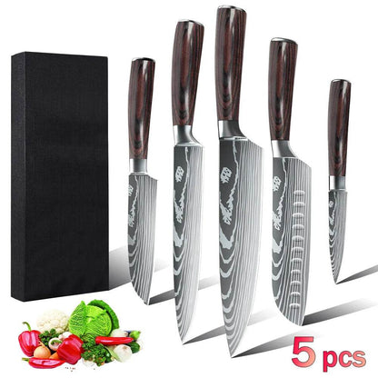 5/8pcs/10pcs Kitchen Knives Japanese Stainless Steel - Loft&Timber