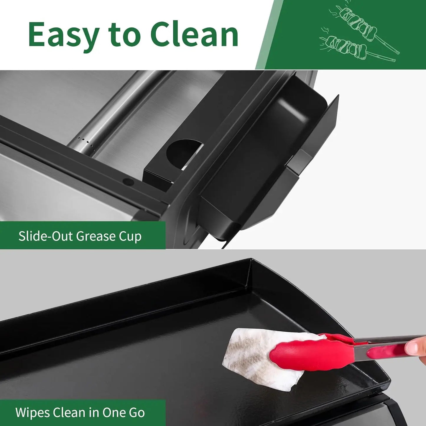 24" Gas Griddle Flat Top Grill – 3 Burner, 30,000 BTU Stainless Steel