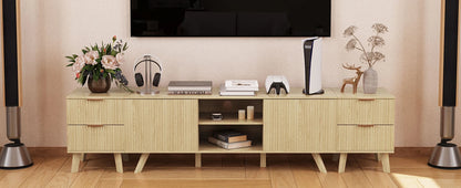 Fluted Nightstands, Mid Century Modern Drawer Dresser for Bedroom, Small Night Stand Side Table End Table with Wood D