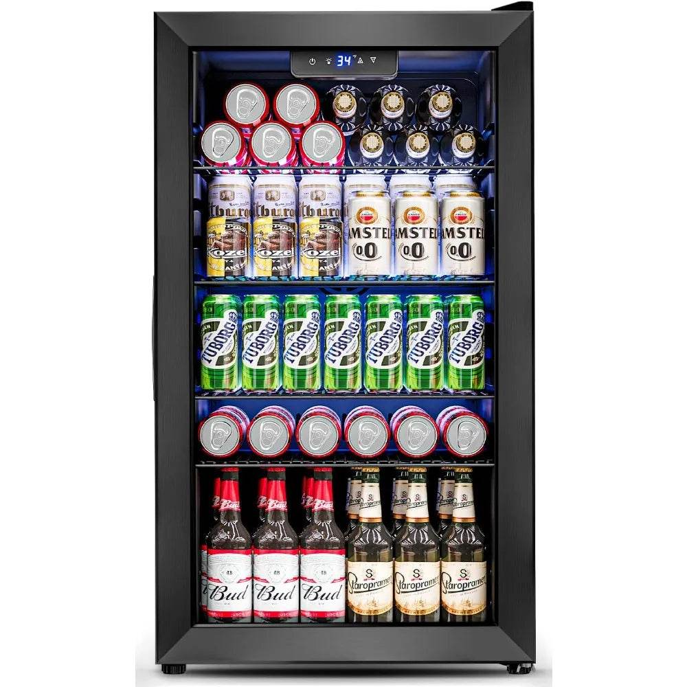 3.2 Cu.Ft Mini Fridge with Glass Door - 126 Can Beverage Refrigerator Cooler - Loft&Timber