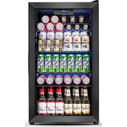 3.2 Cu.Ft Mini Fridge with Glass Door - 126 Can Beverage Refrigerator Cooler - Loft&Timber