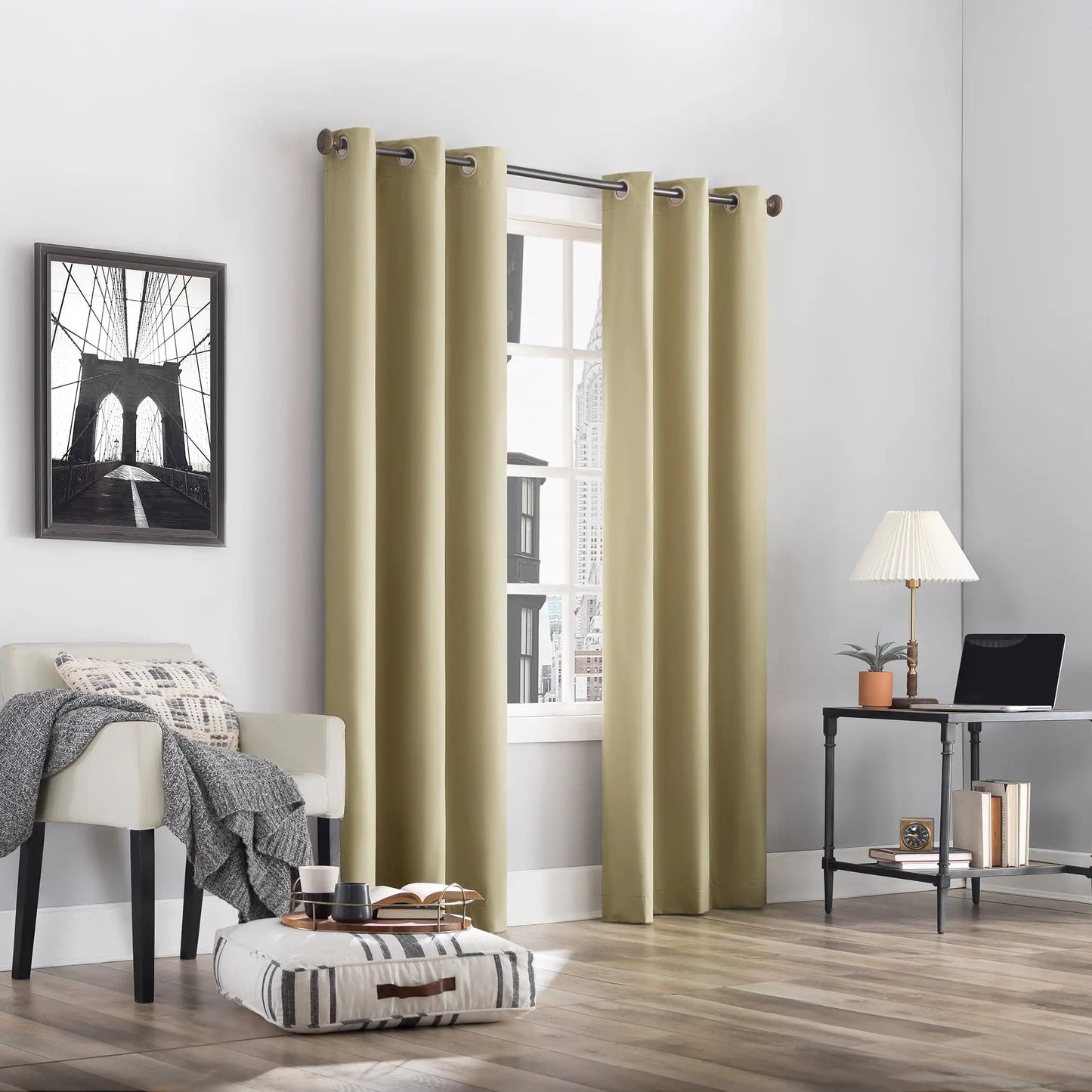 Cyrus Thermal 100% Blackout Grommet Curtain Panel, 40"x96", Soft Gold