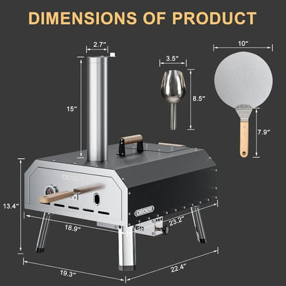 Pizza Oven Outdoor, Rotatable 16" Multi-Fuel Pizza Ovens
