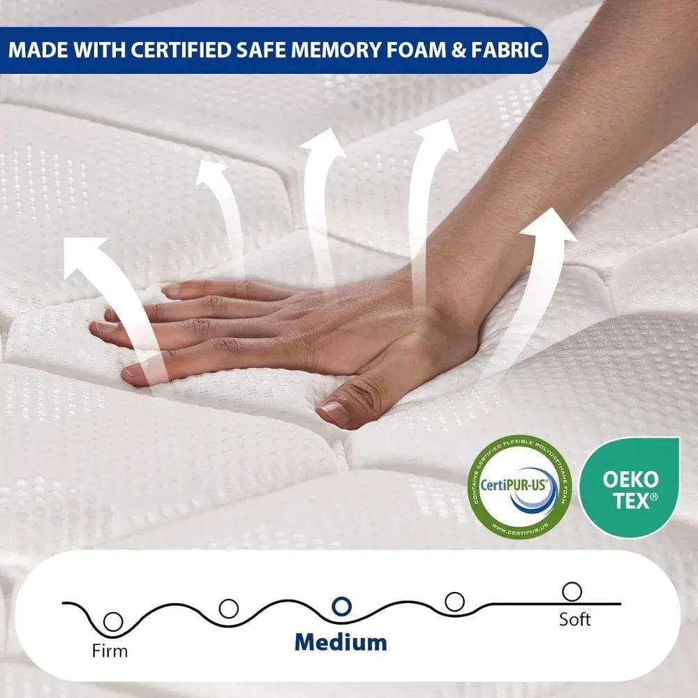 Mattress 14 Inch, Hybrid King Size Mattress in a Box, Gel Memory Foam Mattress with Pocket Springs - Loft&Timber