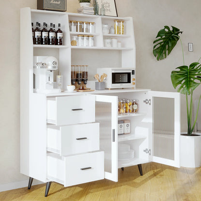 47" VOWNER Freestanding Hutch Storage Cabinet - Loft&Timber