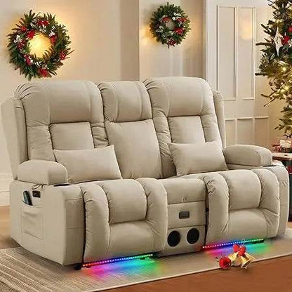 Power Loveseat Recliner Sofa with Massage & Heat - Loft&Timber