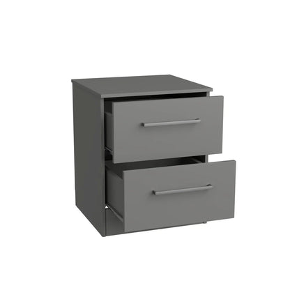 2-Drawer Nightstand Set of 2 Modern Gray Bedside Tables Compact Storage Bedroom Adults Teens Stylish Furniture