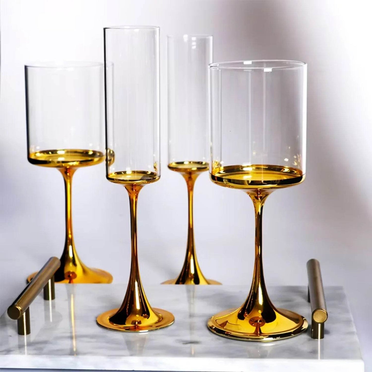 Gift champagne goblets Gold plating wine glasses - Loft&Timber