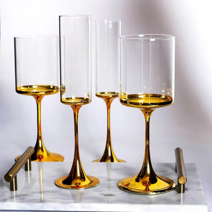 Gift champagne goblets Gold plating wine glasses - Loft&Timber