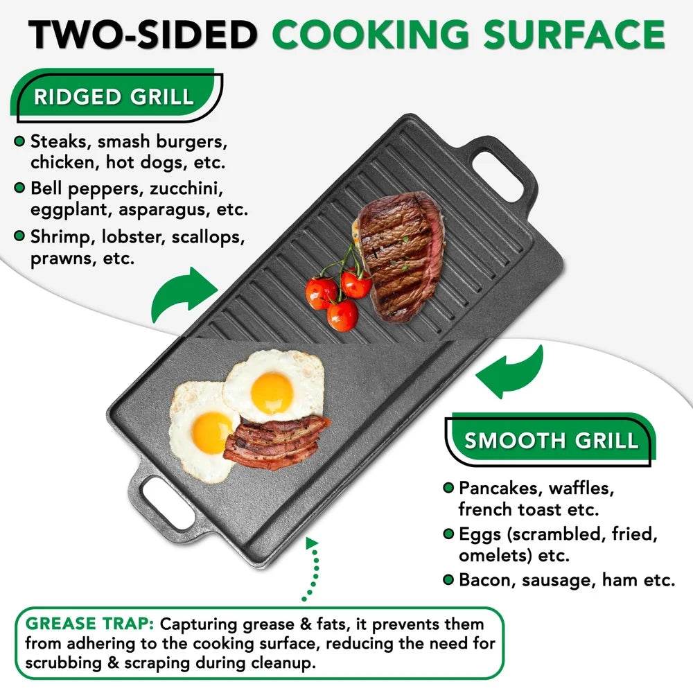 2-in-1 Reversible Cast Iron Griddle - Loft&Timber