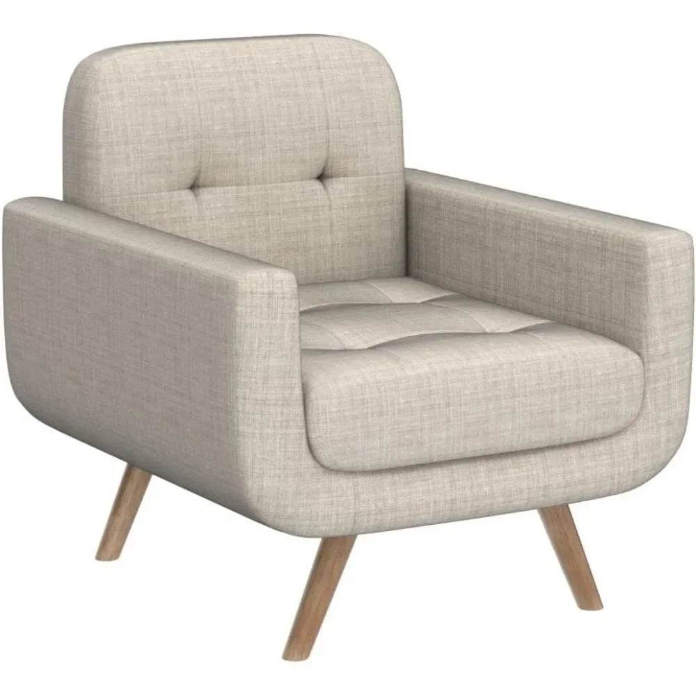 Elena Contemporary Accent Armchair with Linen Upholstery - Loft&Timber